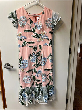 VONE Margot Dress Floral Dress in Pink & Blue Medium